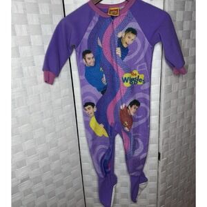 Vintage The Wiggles Footie Pajamas Toddler Size 3T Purple Faces 90s Y2K Kidcore